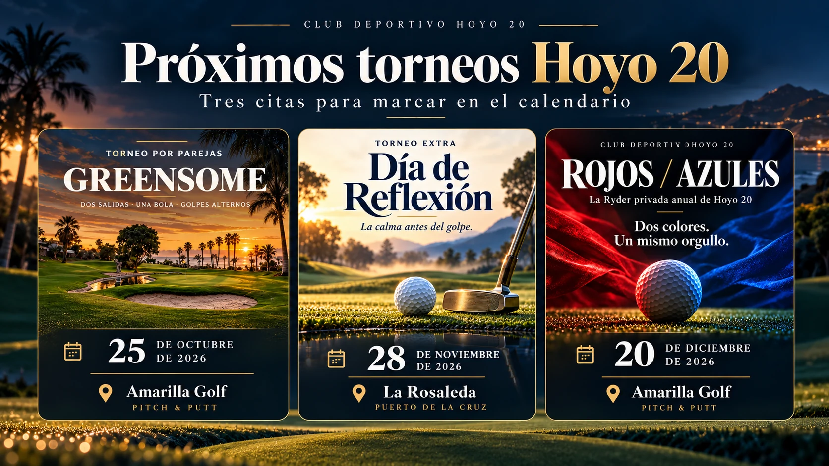 PRÓXIMOS TORNEOS HOYO 20