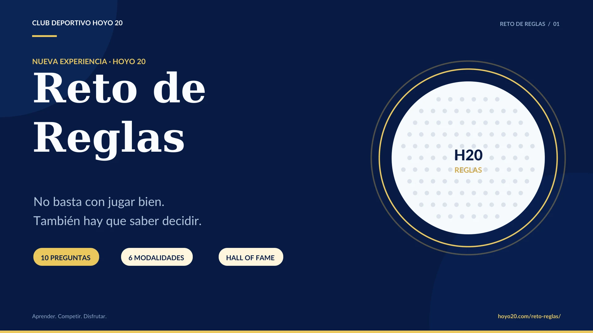 RETO DE REGLAS HOYO 20 - JUGAR Y APRENDER LAS REGLAS